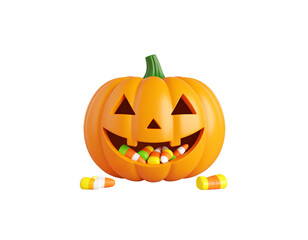 Obraz premium Colorful candies and jellies in pumpkins on a white background. 