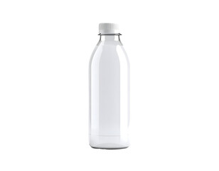 Clear water bottle against black backdrop