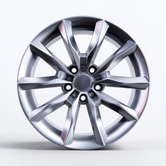 Obraz premium Moderne silberne Autofelge mit sportlichem Design und glänzender Oberfläche