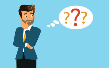 businessman thinking question mark vector illustration