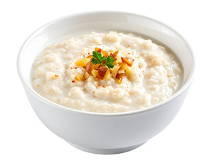 Bowl of creamy oatmeal with toppings