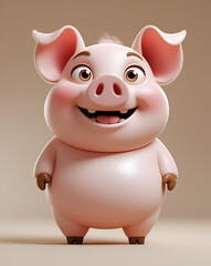 Smiling Cartoon Pig Illustration