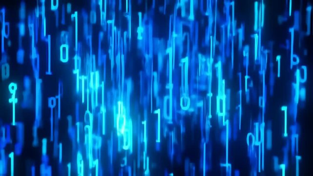 Digital Data Stream Flowing Through Virtual Binary Code Environment