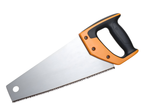 Hand saw on black background close up