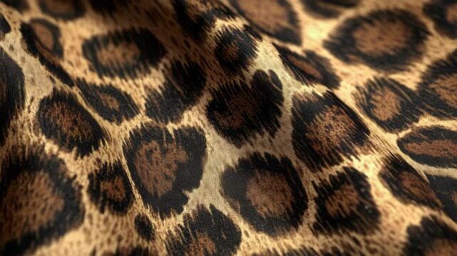 A close up of a cheetah print fabric. The fabric is brown and has a pattern of spots