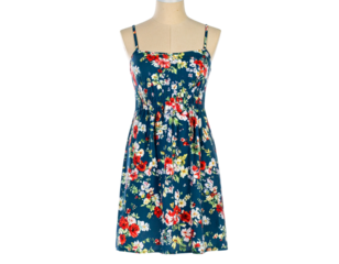 Sleeveless Floral Sundress on Invisible Mannequin, Front View, Isolated on Transparent Background PNG