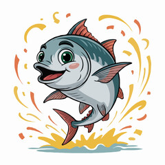fish character illustration design posing happy