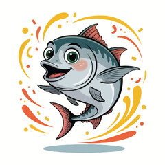 fish design character posing happy illustration