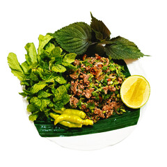 Spicy Raw Beef Salad, Lao Local Food