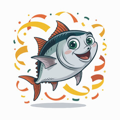 Obraz premium fish illustration character posing happy design