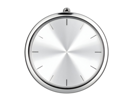 Minimalist silver clock on black background