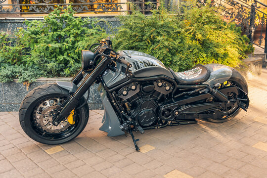 Almaty, Kazakhstan - July 04, 2025: Harley-Davidson V-Rod motorcycle in the parking lot