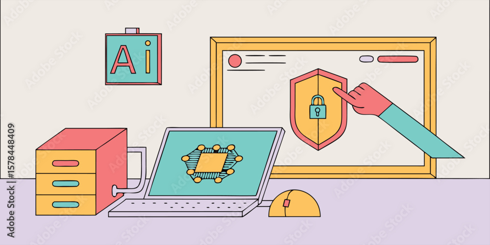 Poster digital security shield interaction technology tech