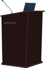Vector Presentation Lectern with Monitor and Microphone Illustration