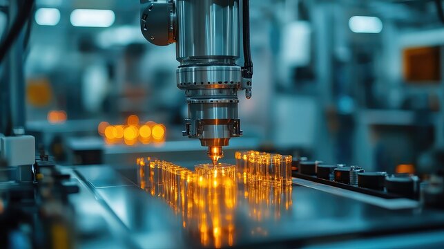 Factory robot assembling delicate glass components with precision using AI-grip feedback loop