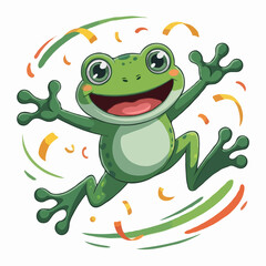 Naklejka premium frog character design illustration happy posing