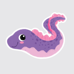 Eel Cute sea animals in crayon style for stickers, icons, logos, etc.
