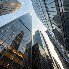 Futuristic skyscrapers building company city low angle