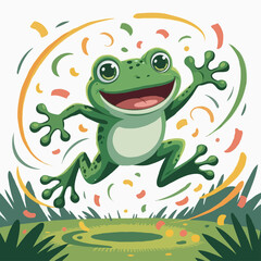 Fototapeta premium frog design illustration posing happy