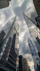 Futuristic skyscrapers building company city low angle