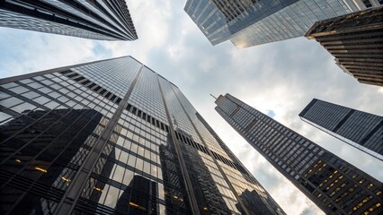 Futuristic skyscrapers building company city low angle