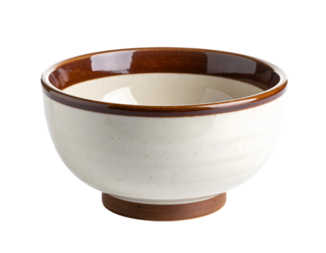 Minimalist stoneware bowl with brown trim