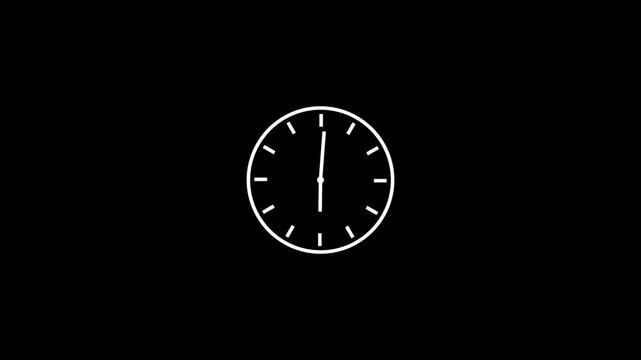 Clock icon Animated clock. Concept of time, deadline. Round clock with rotating animated arrows. Stopwatch with clock icon animation on a black background