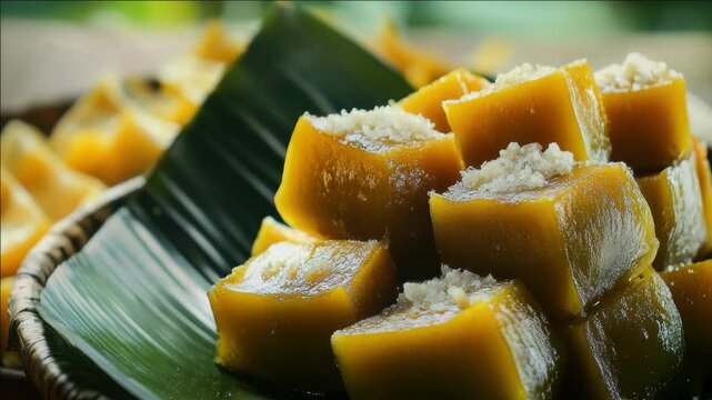 A tantalizing arrangement of exotic desserts, each one a work of culinary artistry. The gourmet treats are carefully crafted and drizzled with sugar for an extra burst of sweetness.