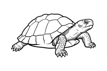 Charming turtle outline graphic, perfect for seaside promotions and marine themed designs, ideal for children's products or educational materials.