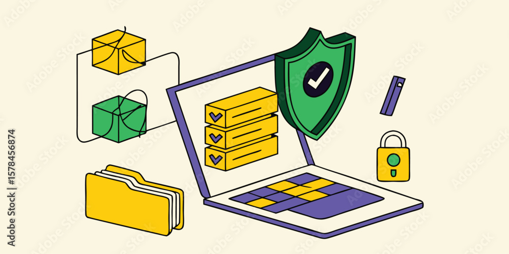 Poster secure technology data protection data security laptop