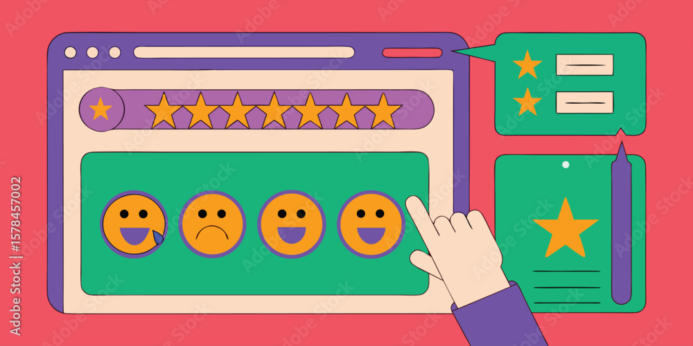 Poster user feedback interface with stars and emoticons user interface
