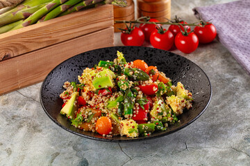 Salad with quinoa asparagus avocado