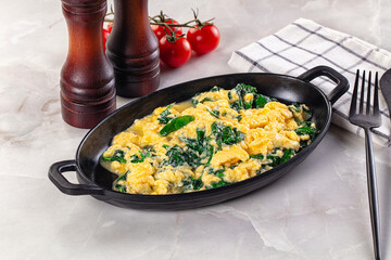 Omelette with spinach for breakfast