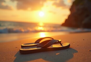 Golden Beachfront with flip flops during vignette