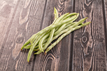 Raw green string beans heap
