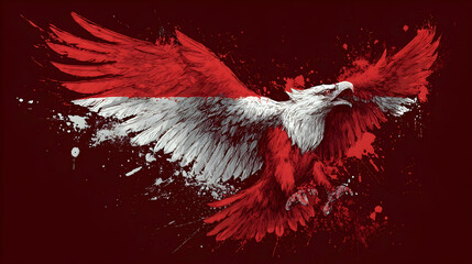 The Garuda bird, with its red and white colors, resembles the Indonesian flag. It is the symbol of Indonesian independence on August 17, 1945.
