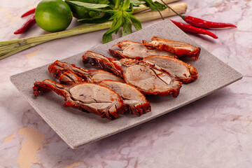 Roasted gourmet duck fillet slices