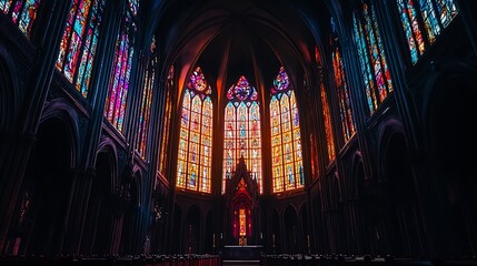 Stained glass windows in cathedral