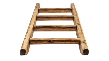 Rustic wooden ladder for home decor or utility use on white background