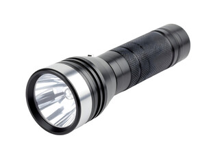 Modern flashlight on black background studio shot