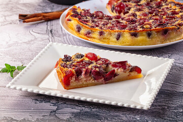 Crusty pie with fresh cherry