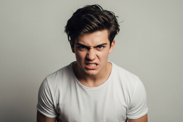 Fototapeta premium Intense Anger Young Mans Furious Expression CloseUp Portrait