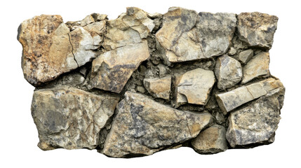 Fragmented Rock Wall Texture with Jagged Edges and Earthy Tones on a Transparent Background