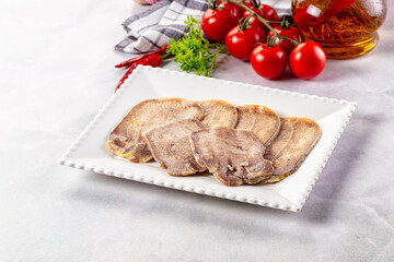 Boiled beef tomgue slices appetizer