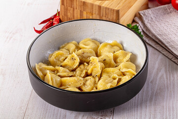 Tasty Russian dumplings with meat