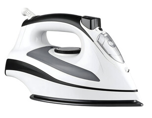 Modern steam iron on black background