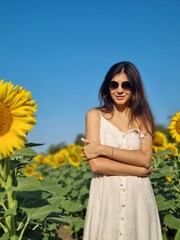 girl in a field of sunflowers