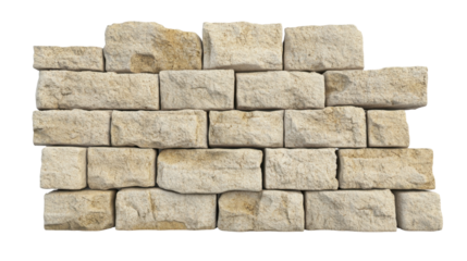 Textured Stone Wall Background Composed of Gray and Beige Granite Bricks in a Classic Layout