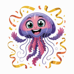 Fototapeta premium jellyfish design illustration character posing happy