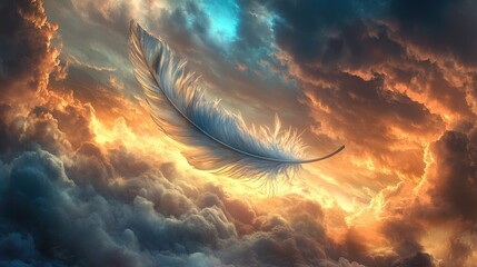 view of feathers decorated with sunlight